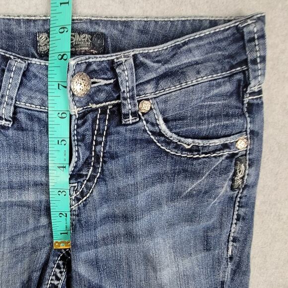 Silver Jeans Womens Size 26 Suki Mid Capri Distressed Embellished - Picture 14 of 16